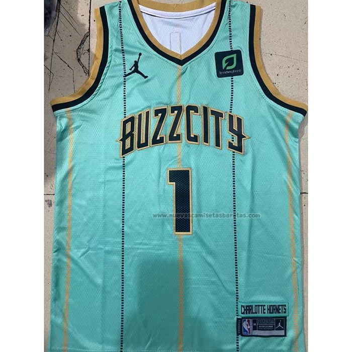 Camiseta Nino Charlotte Hornets LaMelo Ball NO 1 Ciudad 2020-21 Verde